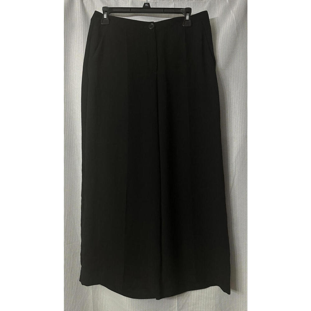 EUC Cotelac Womens Casual Wide Leg Cropped Black Pants Slacks Trousers Size 1